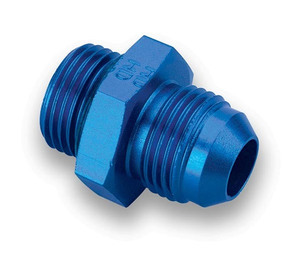 Earls #985012ERL Straight 12 AN Male to Male O-Ring Aluminum Adapter, Blue Anodized