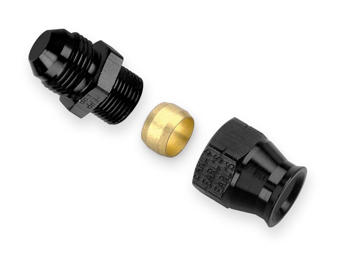 Earls AT165086ERL 8AN Male to 3/8 Inch Tube Adapter Fitting in Black Anodized Aluminum