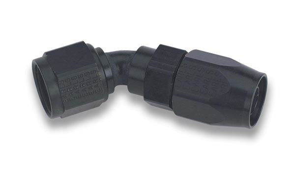 Earls AT804612ERL #12 45 Degree Ano-Tuff Hose End with Swivel-Seal, Aluminum, Black Anodized