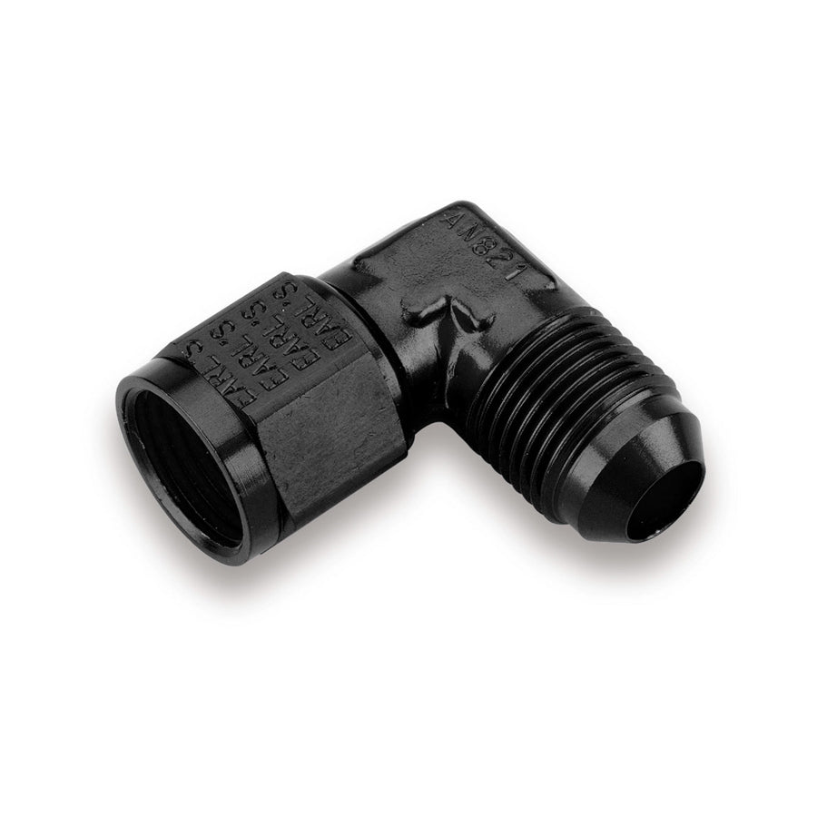 Earls AT921110ERL 10AN Female to Male Swivel Fitting with 90 Degree Bend, Aluminum, Black Anodized