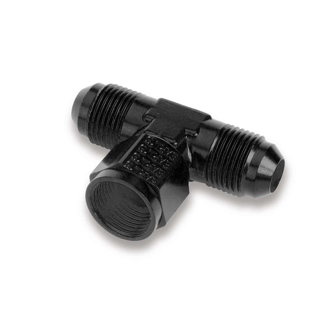 Earls AT925108ERL Adapter Fitting Tee 8 AN Female Swivel x 8 AN Male x 8 AN Male Aluminum Black Anodized