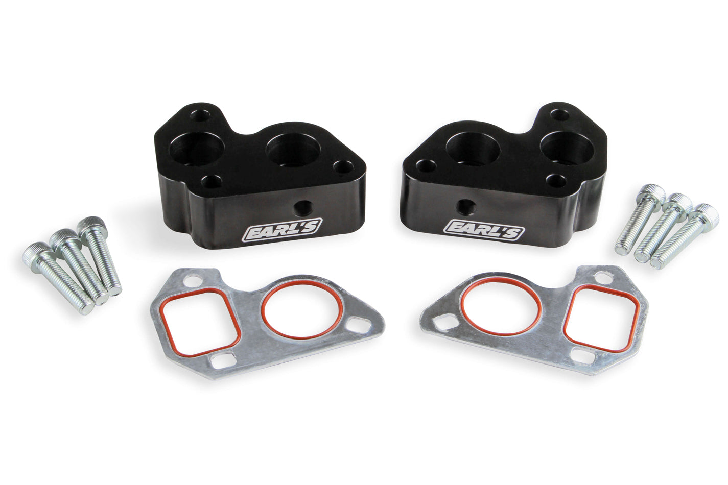 EARLS LS0022ERL GM LS Series Remote Water Pump Adapter Kit with 12 AN Female Ports in Black Aluminum