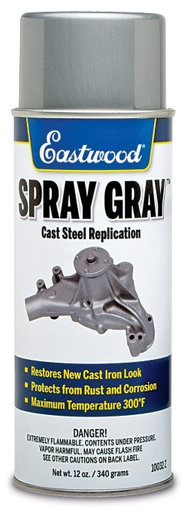 EASTWOOD Spray Gray Detail Paint 12 oz Aerosol, Acrylic Lacquer, Cast Iron Gray Finish