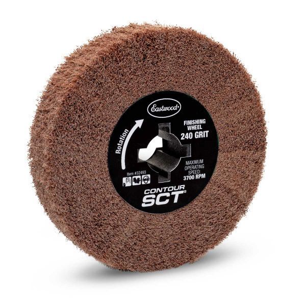 EASTWOOD Finishing Wheel Contour SCT 4.5 Inch Diameter, 3/4 Inch Keyed Shaft, 240 Grit Sanding Wheel