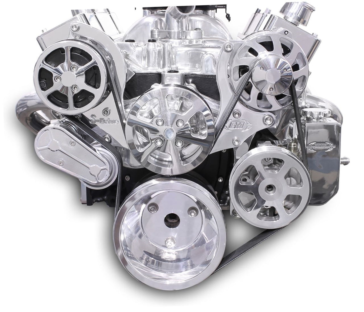 Eddie Motorsports MS107-55BP Serpentine Pulley Kit for Small Block Chevy, 6-Rib Aluminum Polished