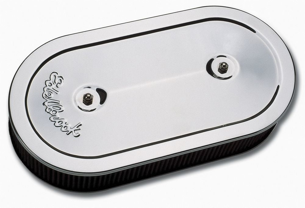 Edelbrock 1235 Oval Air Cleaner Assembly for Dual Quads with Chrome Finish