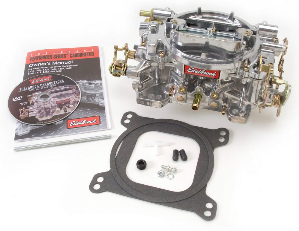 Edelbrock 1405 Performer Series 600 CFM 4-Barrel Carburetor with Manual Choke and Aluminum Finish