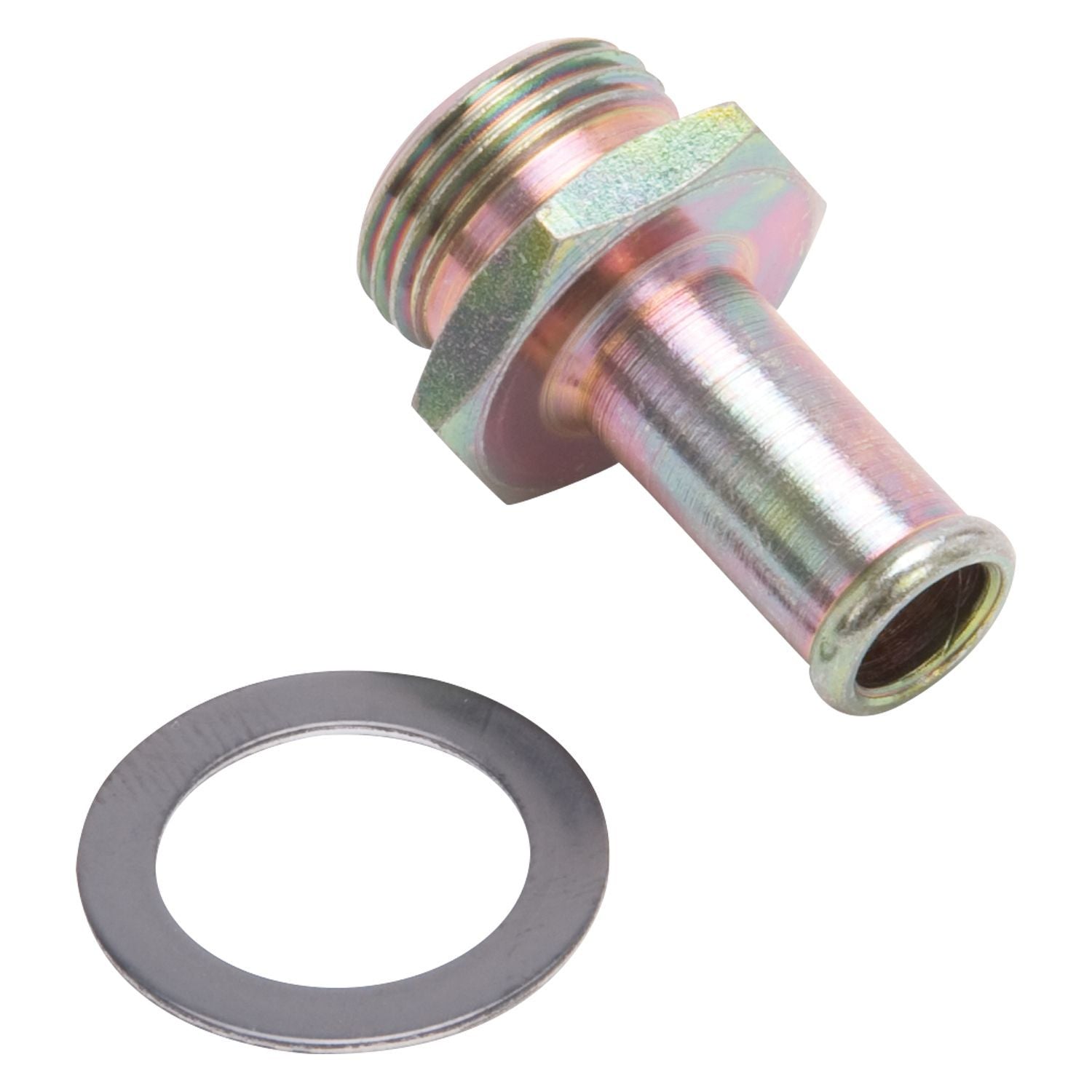 Edelbrock 1497 Fuel Inlet Fitting, Brass Straight Adapter, 5/8-20 Male to 3/8 Inch Hose Barb