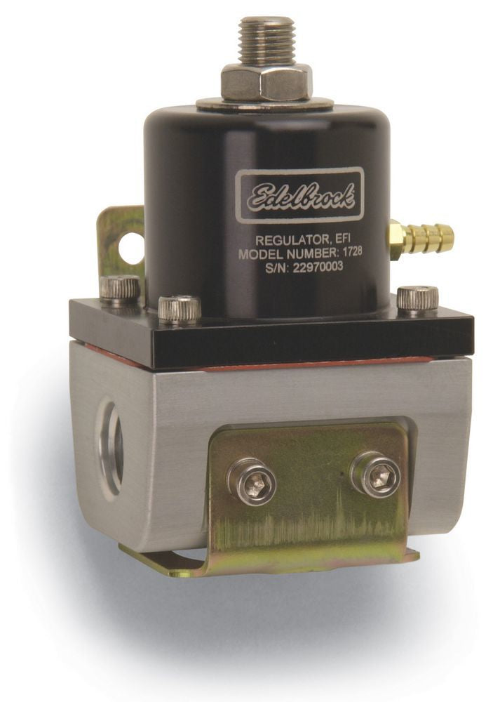 Edelbrock 1728 Fuel Pressure Regulator with 35 to 90 PSI Range, Aluminum Finish, 6 AN Female O-Ring Inlets, Outlets, and Return for E85 Gas and Methanol