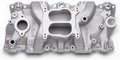 Edelbrock SBC Performer Q-Jet Intake Manifold 262-400 Small Block Chevy Aluminum Spread/ Square Bore Dual Plane