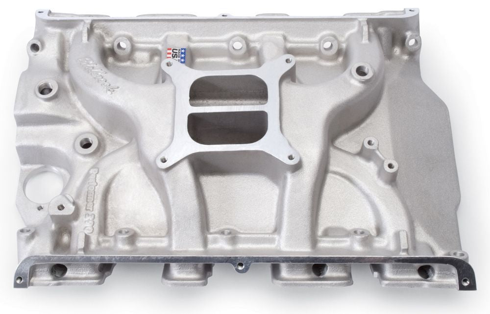 Edelbrock FE Series Performer Intake Manifold 2105 for Ford FE 332-428 cubic inch engines, Square Bore, Dual Plane Aluminum, Natural Finish