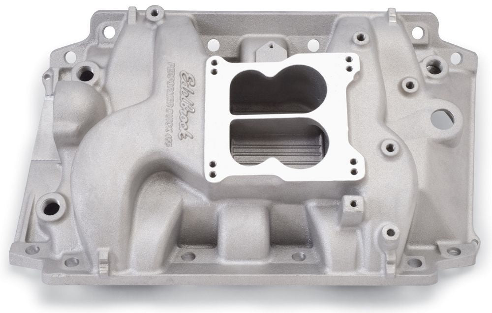 Edelbrock 2146 Buick Performer Intake Manifold for 455 Big Block V8, Spread / Square Bore, Dual Plane, Aluminum, Natural Finish