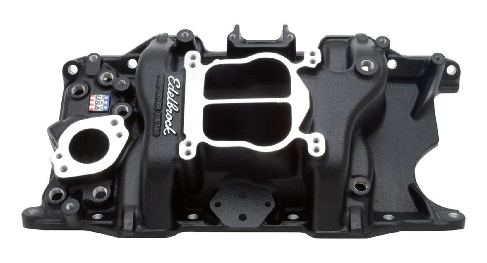 Edelbrock 21763 Performer Intake Manifold for Small Block Mopar 318/360 with Dual Plane Design and Black Powder Coat Finish