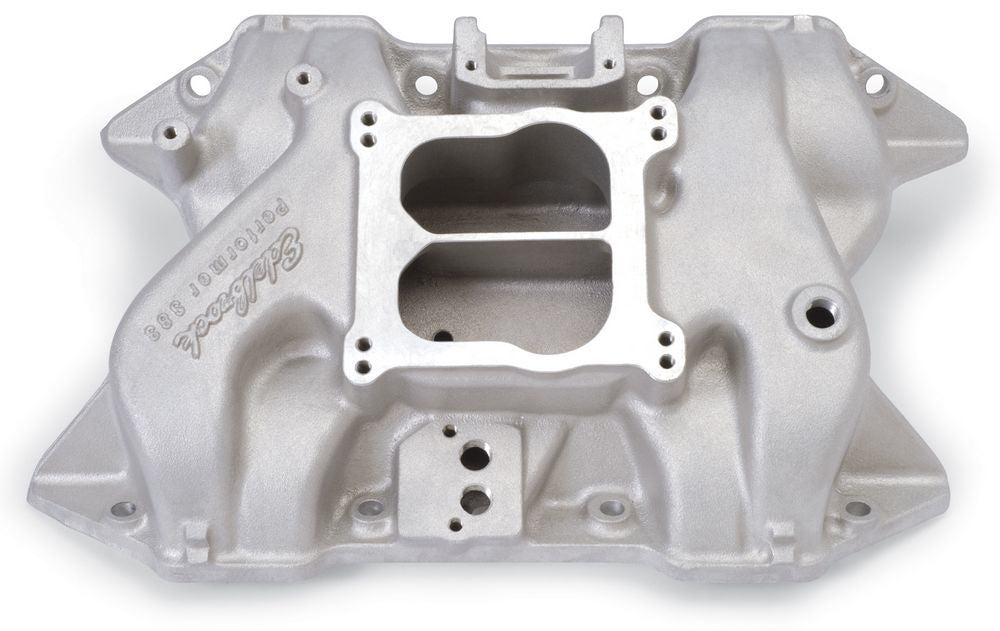 Edelbrock Performer Intake Manifold for 383 Chrysler B-Series Engines, Dual Plane, Aluminum, Natural Finish