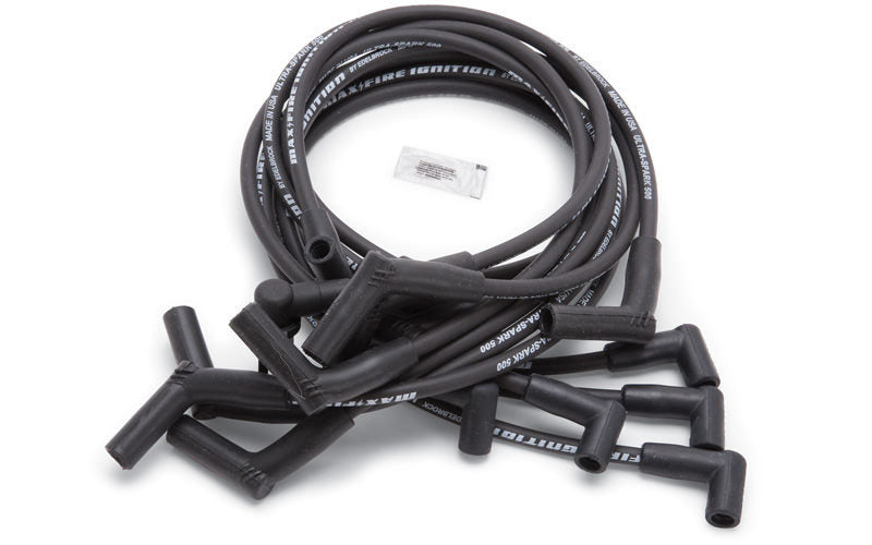 Edelbrock Max-Fire Spark Plug Wire Set for Small Block Ford 1983-1996, 8.5 mm Spiral Core with Black Insulation and 45 Degree Plug Boots