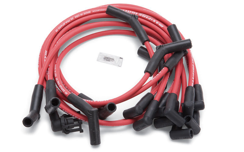 Edelbrock Max-Fire Spark Plug Wire Set for Small Block Ford 83-96, 8.5mm Spiral Core with Red Insulation and 45 Degree Plug Boots
