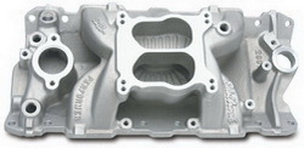 Edelbrock SBC Performer Air Gap Intake Manifold for Small Block Chevy, Dual Plane, Aluminum, Natural Finish