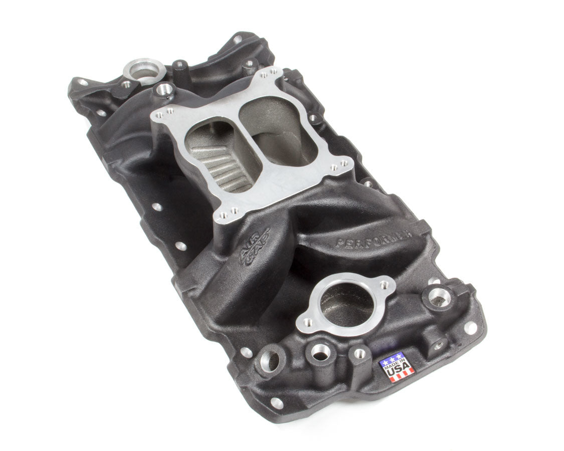 Edelbrock SBC Performer Air Gap Intake Manifold 262-400 Small Block Chevy Dual Plane Aluminum Black