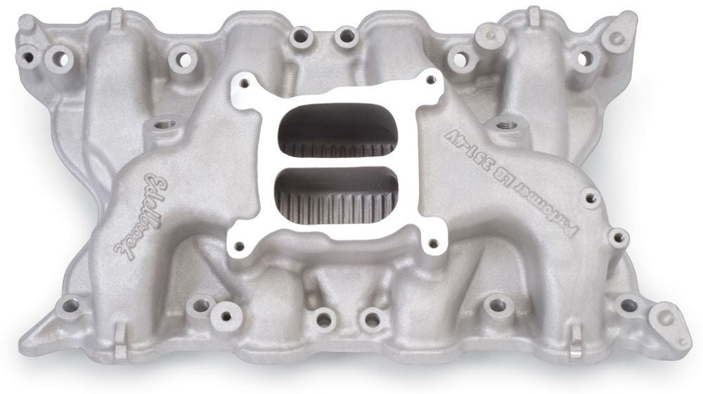 Edelbrock 2665 SBF Performer Intake Manifold for 351C-4V Engines, Square Bore, Dual Plane, Aluminum, Natural Finish