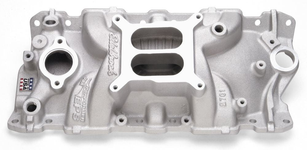 Edelbrock SBC Performer EPS Intake Manifold with Square Bore Dual Plane Design for Small Block Chevy