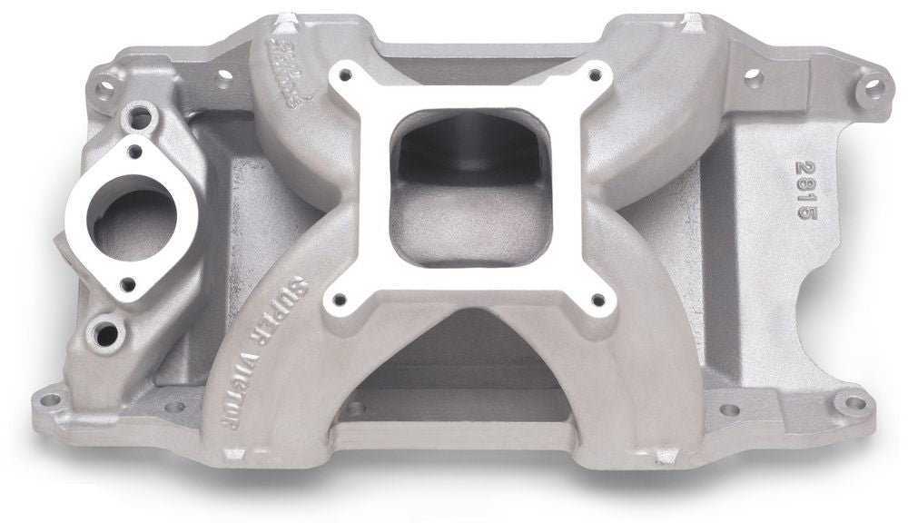 Edelbrock 2815 Super Victor S/B Intake Manifold for Small Block Mopar, Square Bore, Single Plane, Aluminum, Natural Finish