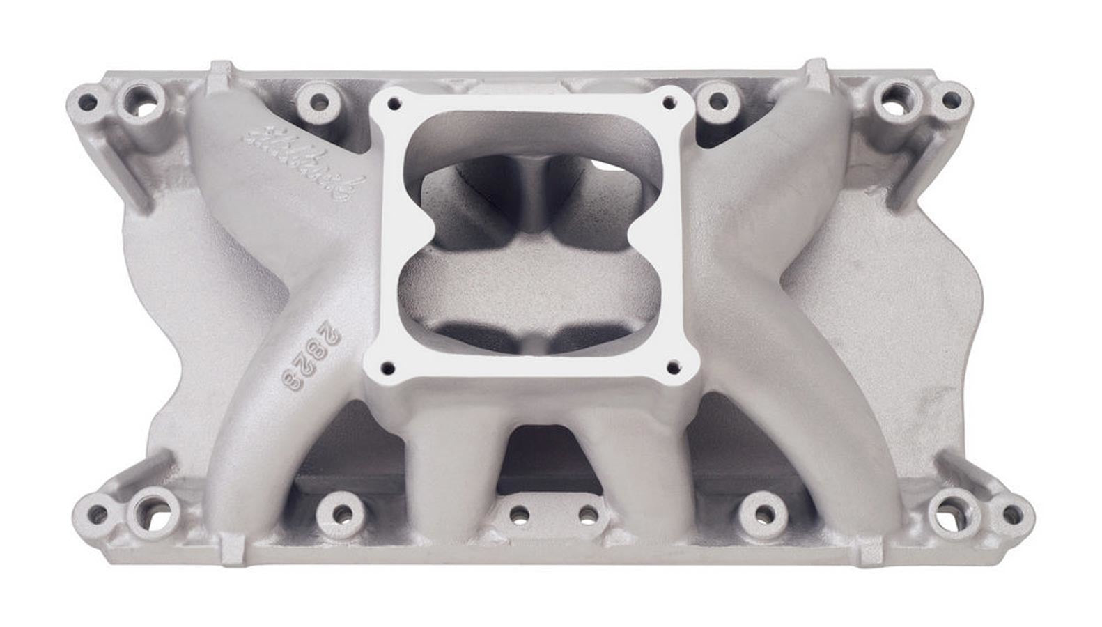 Edelbrock 2828 SBF Super Victor Intake Manifold for 351W Small Block Ford, Dominator Flange, Single Plane, Aluminum, Natural Finish
