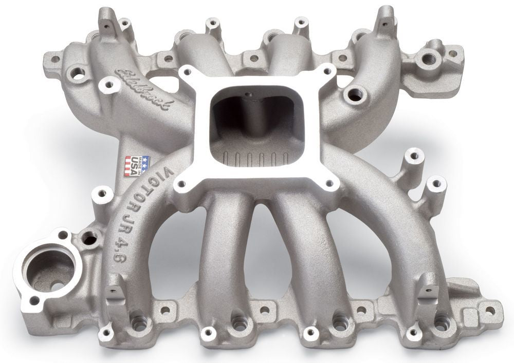 Edelbrock Victor Jr. EFI Intake Manifold for Ford 4.6L SOHC with 4150 Flange, Aluminum, Natural Finish