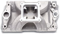 Edelbrock SBC Victor Intake Manifold 2859 for Small Block Chevy, 15-18 Degree, Dominator Flange, Aluminum, Natural Finish