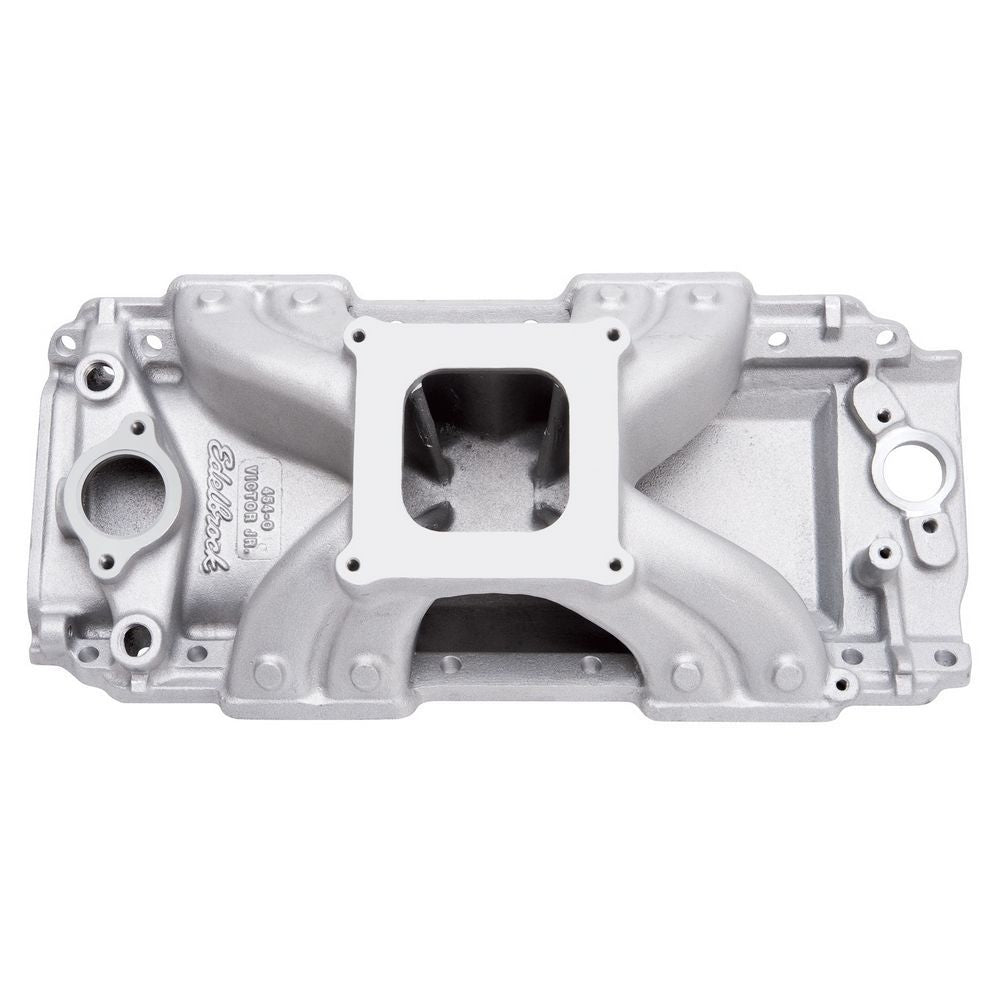 Edelbrock BBC Victor JR. 454-O Intake Manifold for Big Block Chevy, Square Bore, Single Plane, Oval Port, Aluminum, Natural Finish