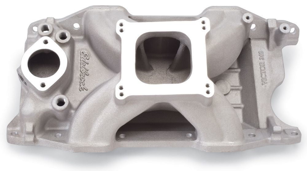 Edelbrock Victor SBM Intake Manifold for Small Block Mopar 340-360 Cubic Inches, Aluminum, Natural Finish