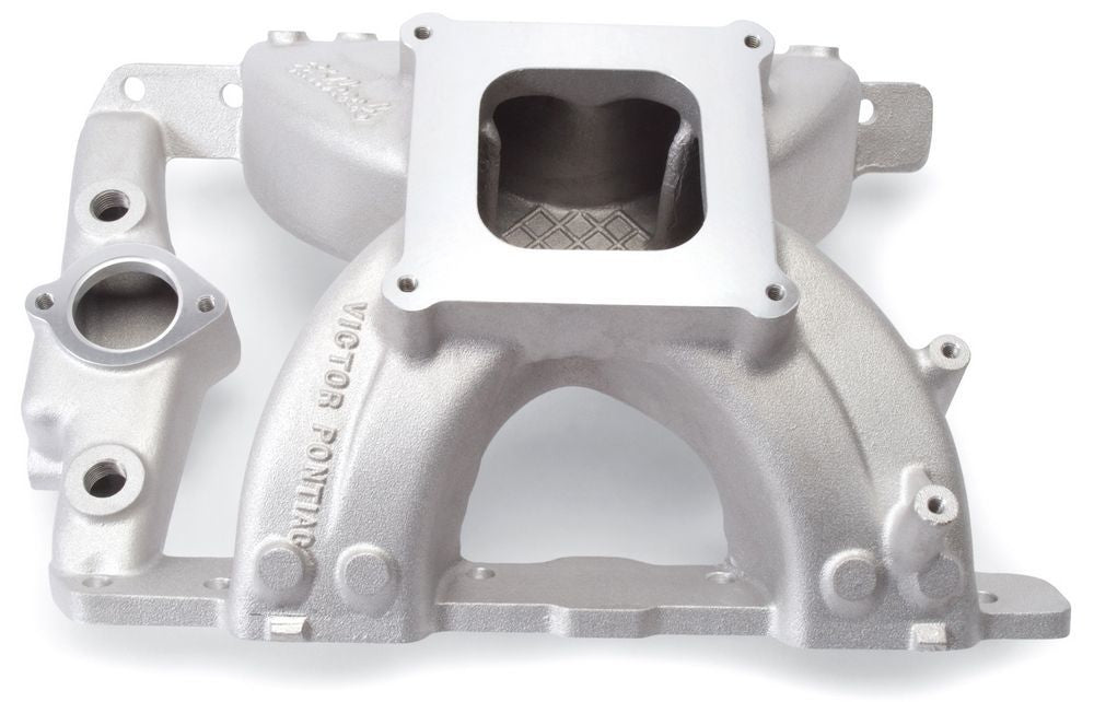 Edelbrock 2957 Pontiac Victor Intake Manifold for Pontiac V8 Engines, Single Plane, Aluminum, Natural Finish