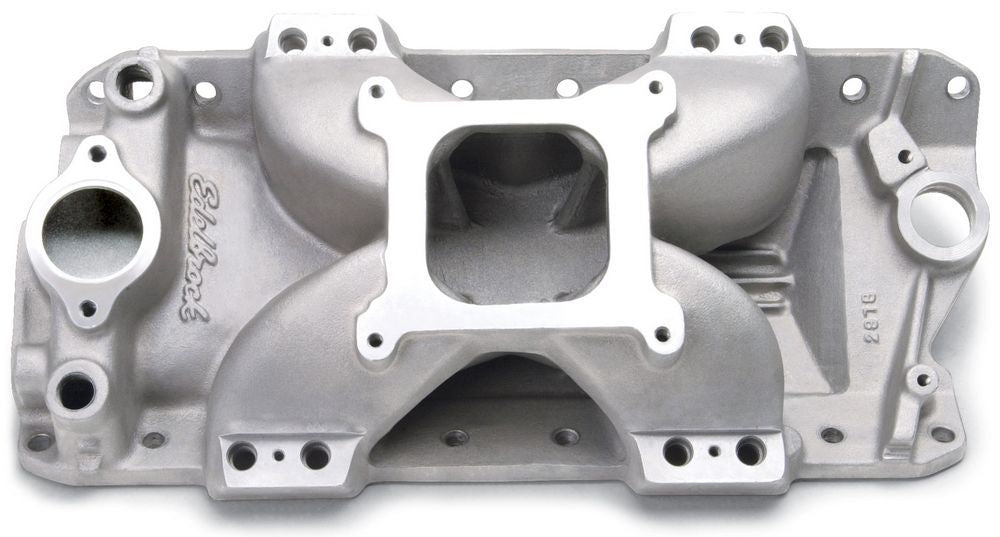 Edelbrock SBC Victor E 23 Degree Intake Manifold for Small Block Chevy, Aluminum, Natural Finish