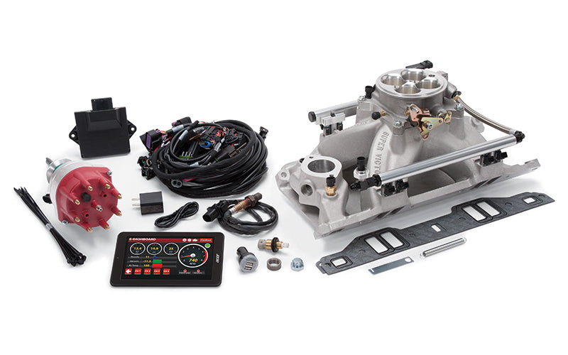 Edelbrock Pro-Flo 4 EFI Kit for Small Block Mopar 318-360, 35 lb/hr Injectors, 1000 CFM, Aluminum, Natural Finish