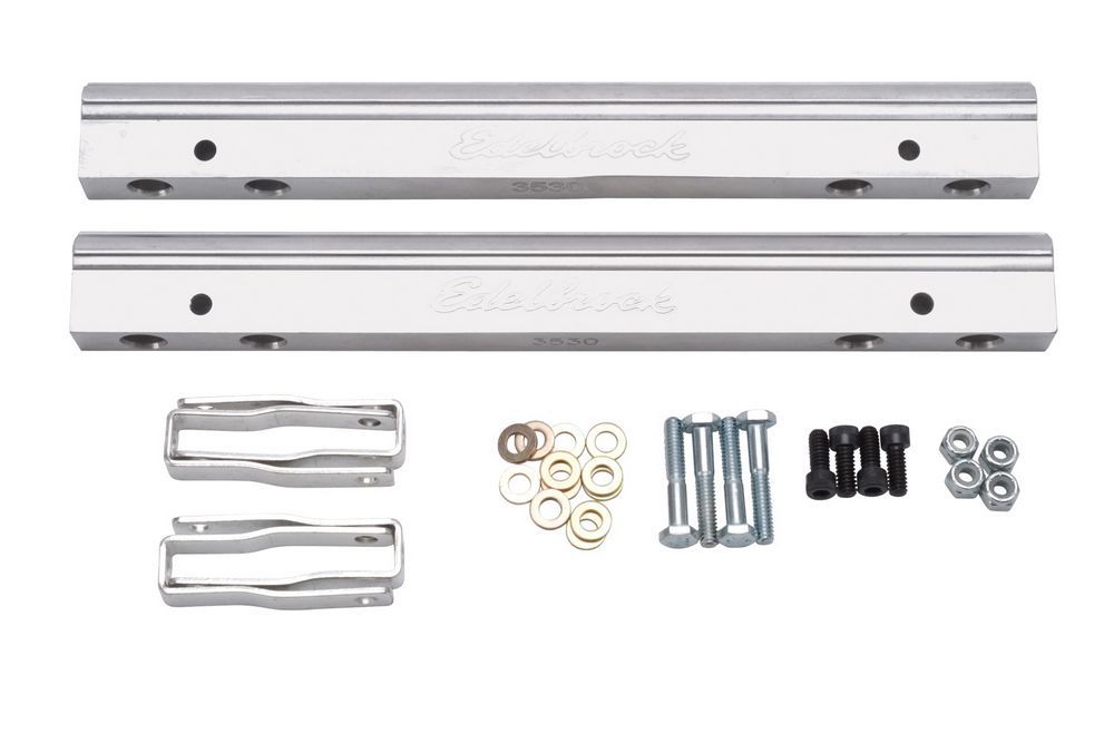 Edelbrock EDE3630 SBC EFI Fuel Rail Kit for Small Block Chevy, Aluminum, Clear Anodized