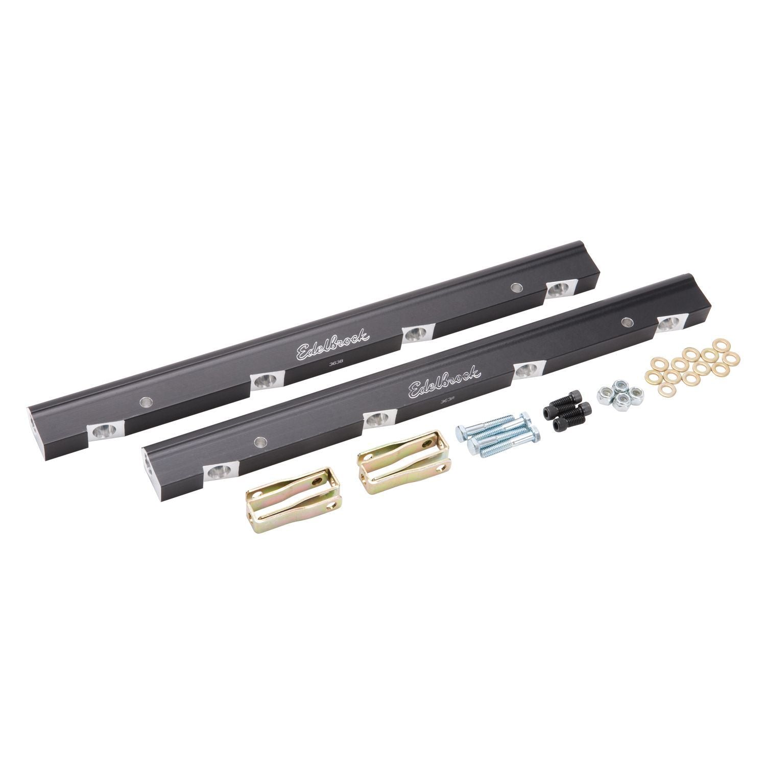 Edelbrock 3638 LS1 Victor Jr. EFI Fuel Rail Kit with Aluminum Black Anodized Finish and Hardware