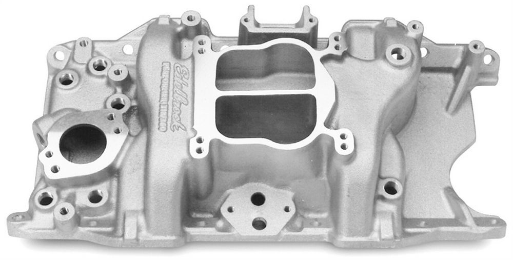 Edelbrock 3776 Performer Intake Manifold for Small Block Mopar 318 and 360 Engines, Dual Plane Aluminum, Natural Finish