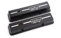 Edelbrock 41633 Valve Cover Kit Race Series Short with Breather Hole for Small Block Chevy, Aluminum, Black Powder Coat