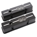 Edelbrock 41643 Valve Cover Kit Race Series SBC Tall with Breather Hole and Black Powder Coat Finish