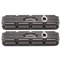 Edelbrock 41773 SBM Classic Finned Valve Cover for Small Block Mopar, Black Powder Coat Aluminum