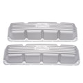Edelbrock 41999 Valve Cover Kit for AMC and Jeep V8 Engines, Classic Finned Design with Breather Hole, Satin Aluminum