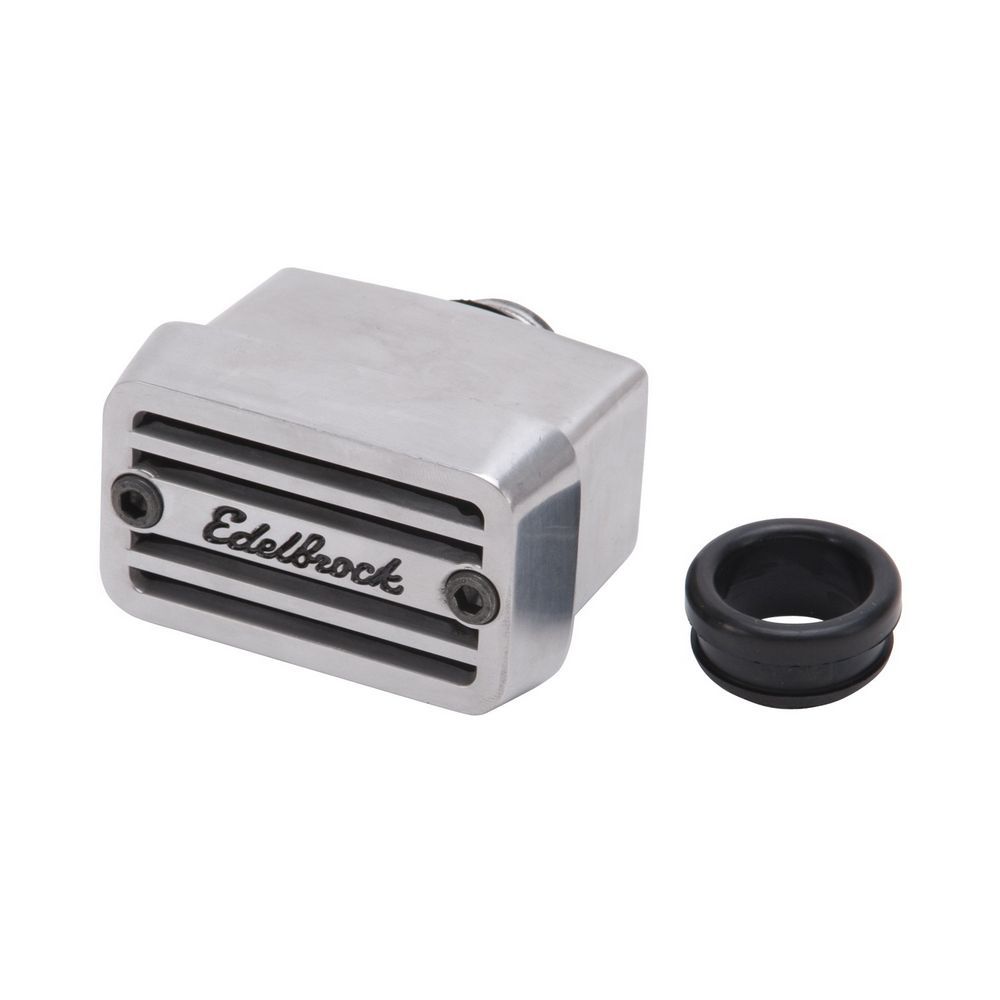 Edelbrock 4204 Elite Series Top Mount Breather with Logo and Aluminum Finish