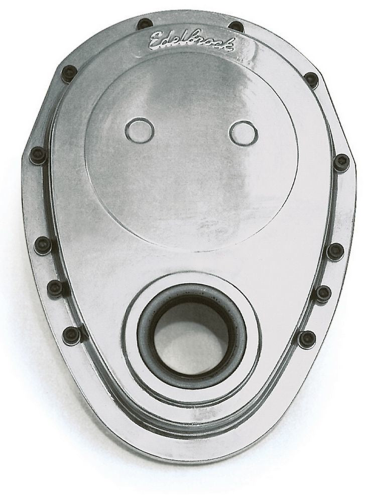 Edelbrock SBC Aluminum Timing Cover Kit with Gaskets and Hardware for Small Block Chevy and GM V6