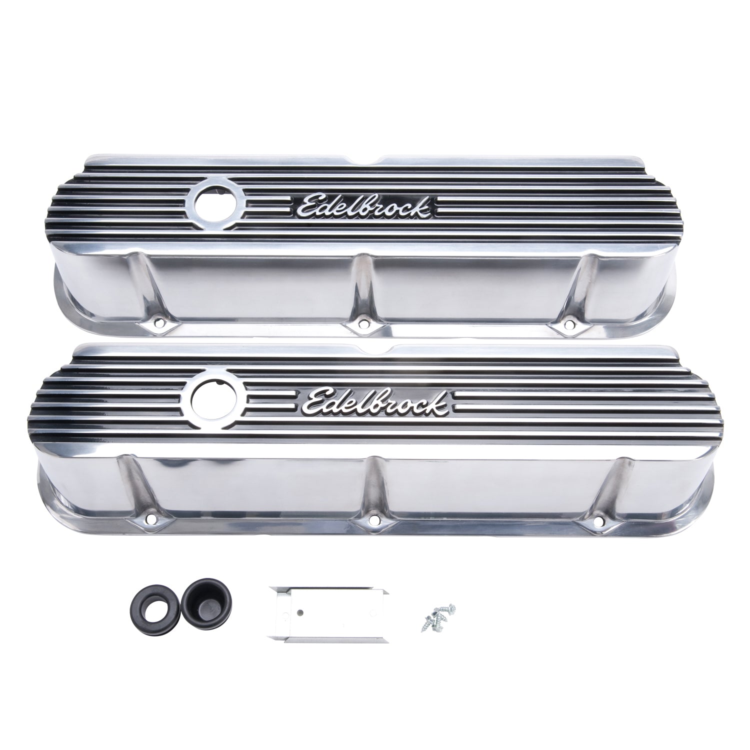 Edelbrock 4264 Elite II Series Tall Finned Aluminum Valve Cover for Small Block Ford