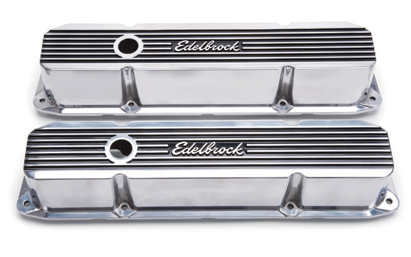Edelbrock 4276 BBM Elite II Series Tall Finned Aluminum Valve Cover with Breather Hole for Mopar B / RB-Series