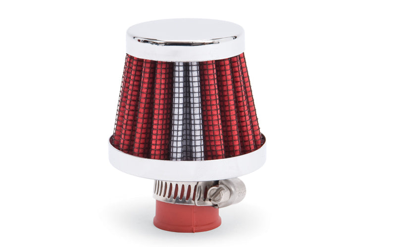 Edelbrock 43511 Valve Cover Breather with 10mm Inlet, Red and Chrome Finish