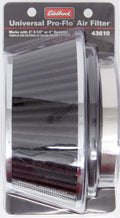 Edelbrock 43610 Pro-Flo Air Filter Cone, 3.7 Inches Tall, Black and Chrome Finish, Clamp-On, Conical Design, 6-Inch Base Diameter