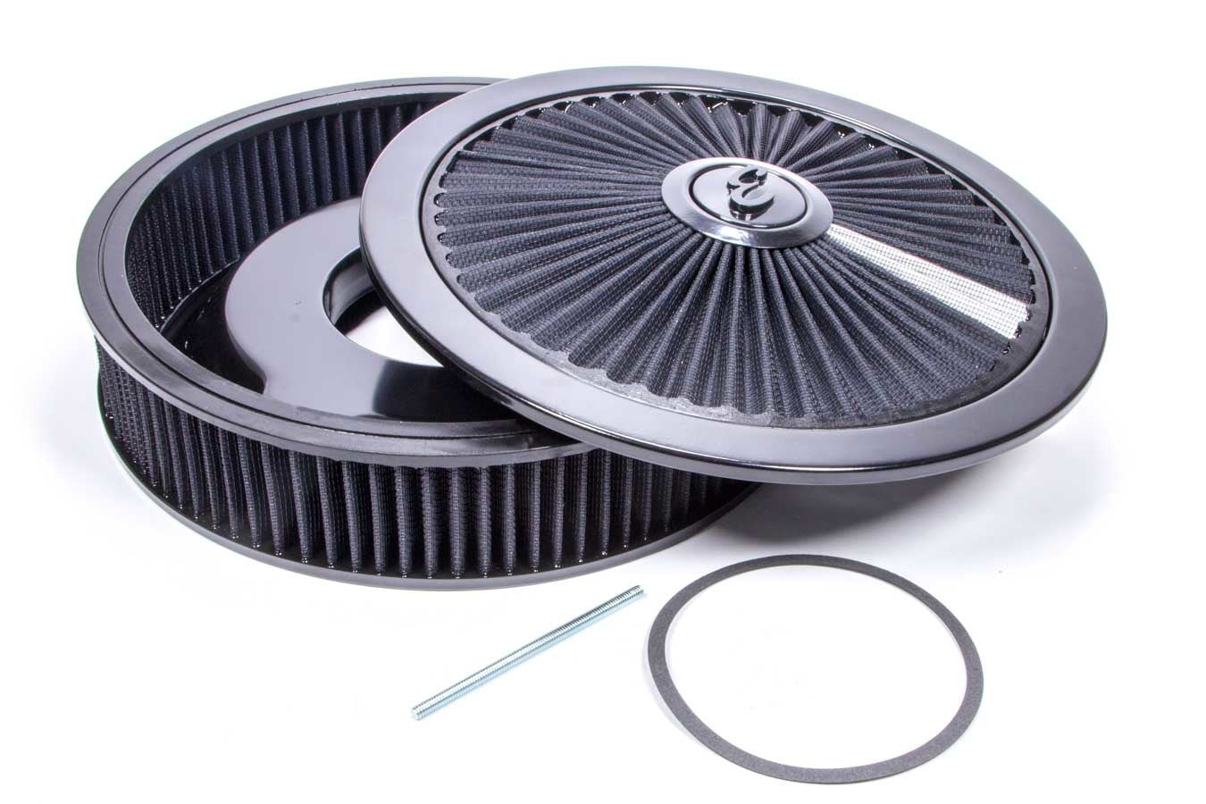 Edelbrock 43662 Pro-Flo 14-Inch Round Air Cleaner Assembly with Black Cotton Filter and Aluminum Base