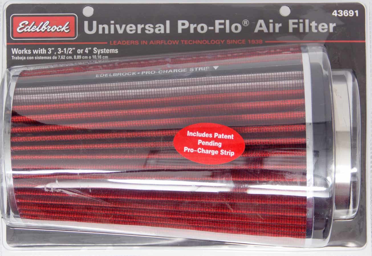 Edelbrock Pro-Flo Air Filter Cone 10.5 Inches Tall Red and Chrome Finish