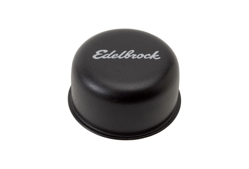 Edelbrock 4403 Signature Series V/C Breather with Push-In Round Design and Black Powder Coat Finish