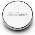 Edelbrock 4415 Chrome Oil Fill Hole Plug with Edelbrock Logo, 1-1/4 Inch Diameter, Steel, Push-In Round Design